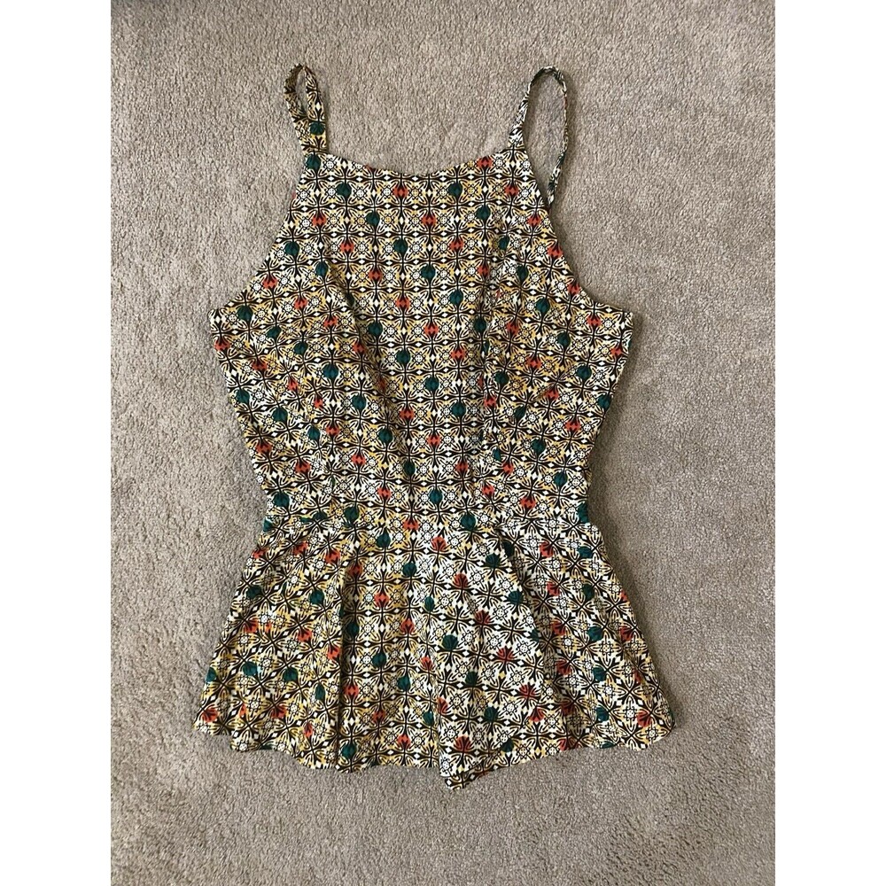 Mbabazi African Print Peplum High Neck Tank Top (Made In Uganda) Women’s M